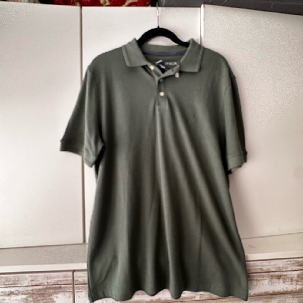 🫒 NWT Nautica Men’s Olive Green Polo Shirt Size Medium Sustainable
